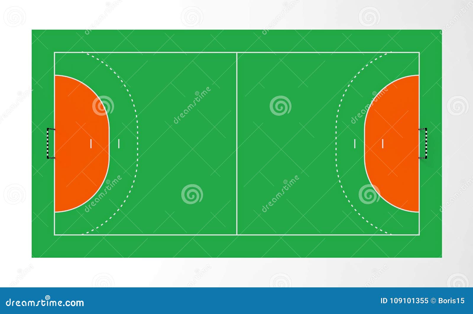 Draw and label a handball court