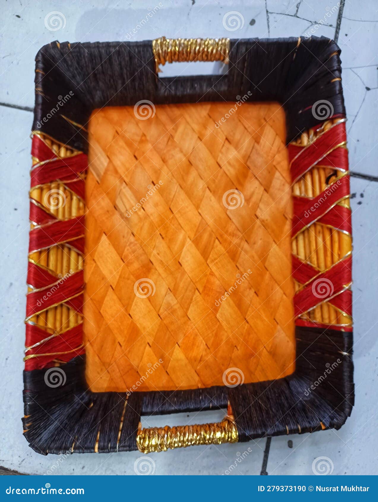 Handcrafted Bamboo Tray,square Bamboo Basket Stock Photo Image of