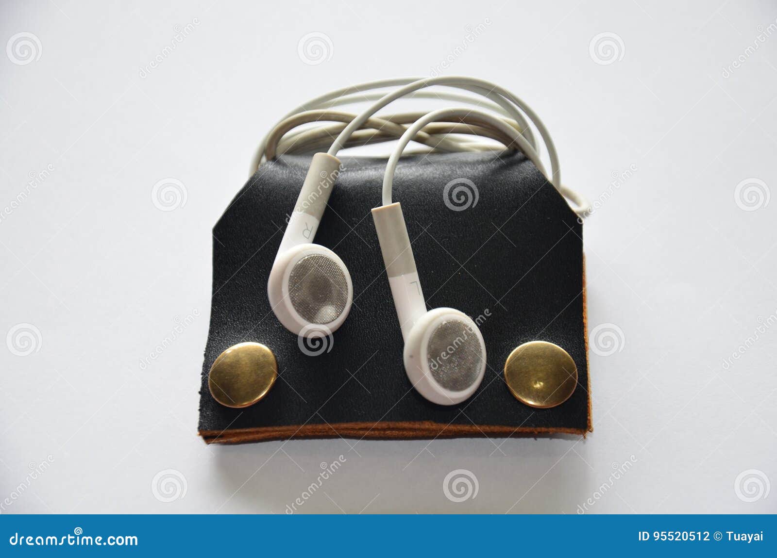 Handcrafted Genuine Leather Pocket for Keep Earphone Cable Stock Photo Image of handcrafted