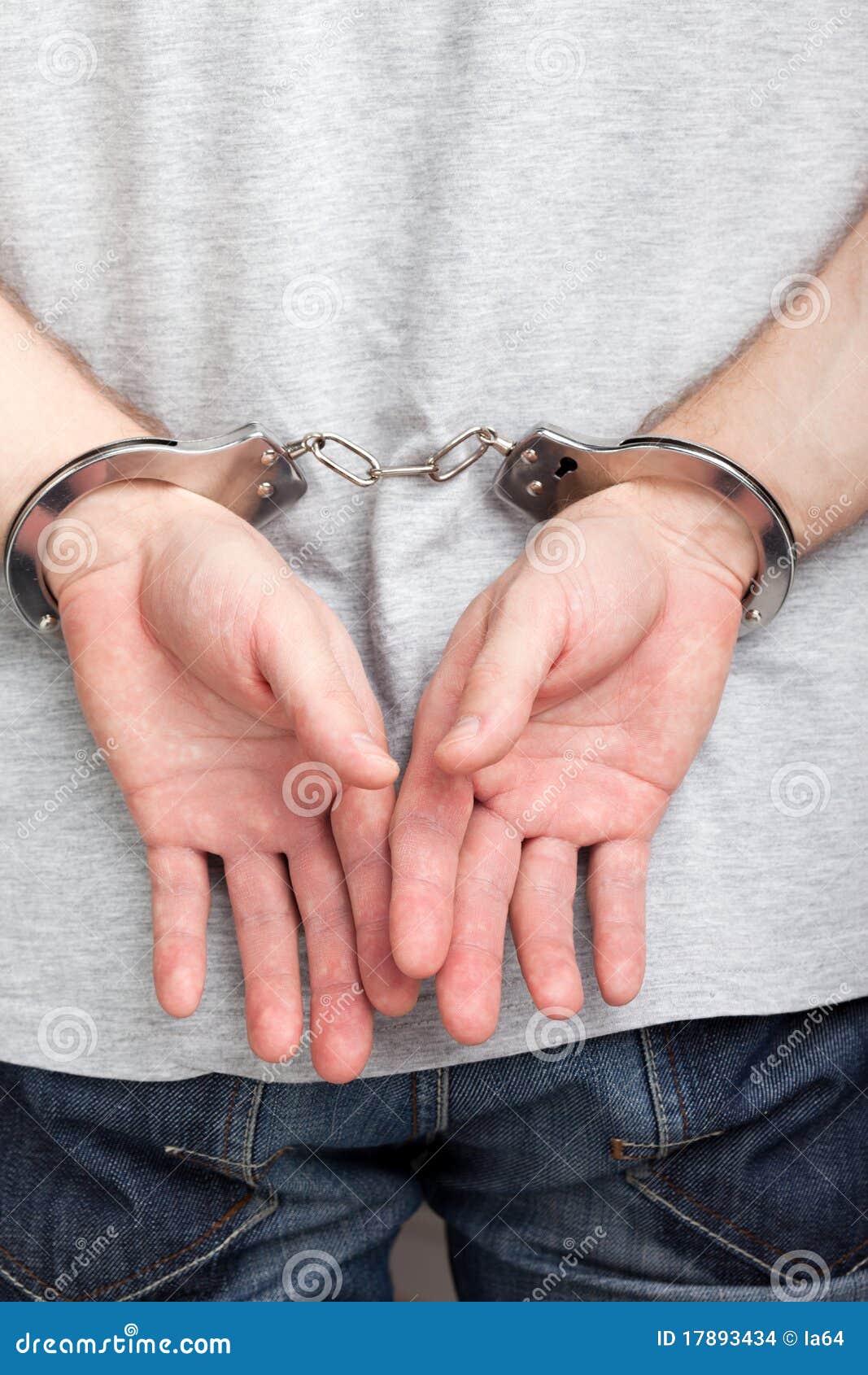 Handcuffs on hands stock photo. Image of crime, freedom 17893434