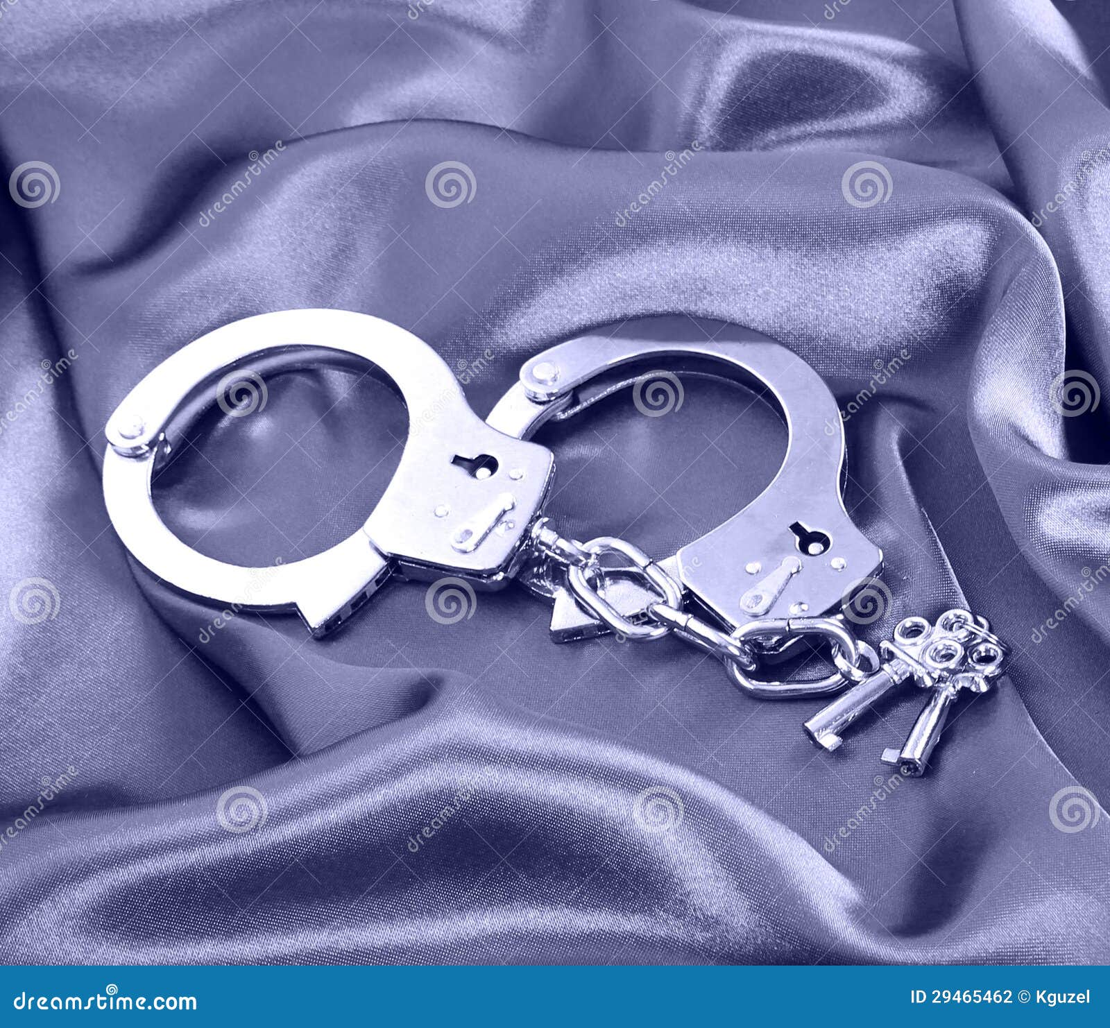 Handcuffs and Keys on Silk Fabric Stock Photo Image of business