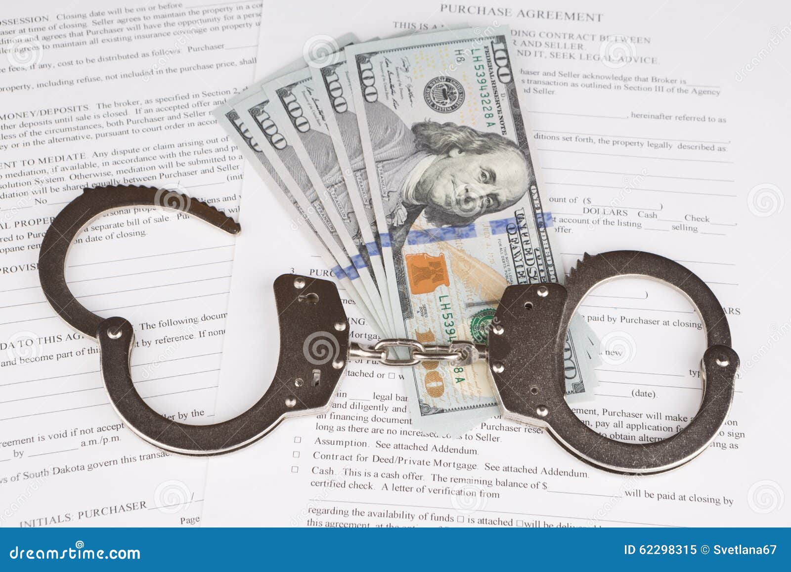 Handcuffs and Purchase Agreement Stock Image Image of dollar, economy