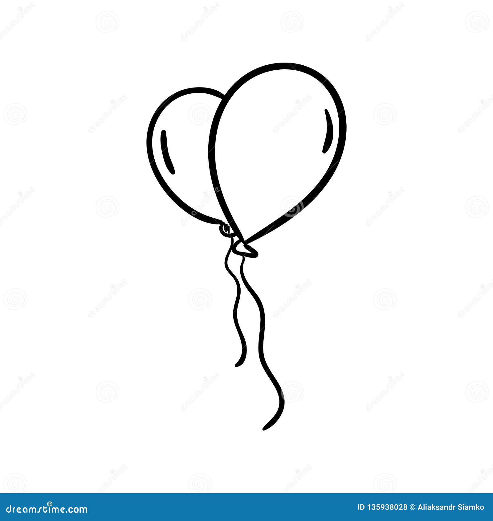 Handdrawn Balloons Doodle Icon Hand Drawn Black Sketch Sign Symbol