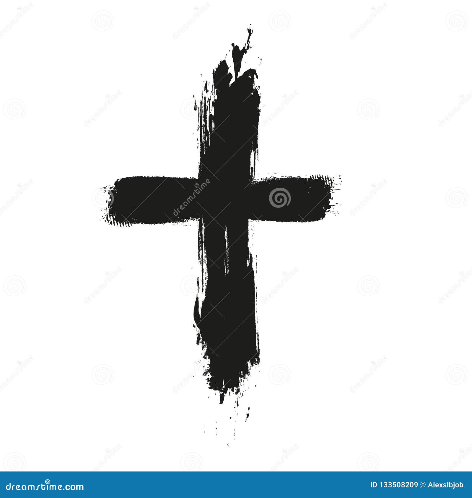 Handdrawn Christian Cross Symbol, Hand Painted with Ink Brush. Vector ...