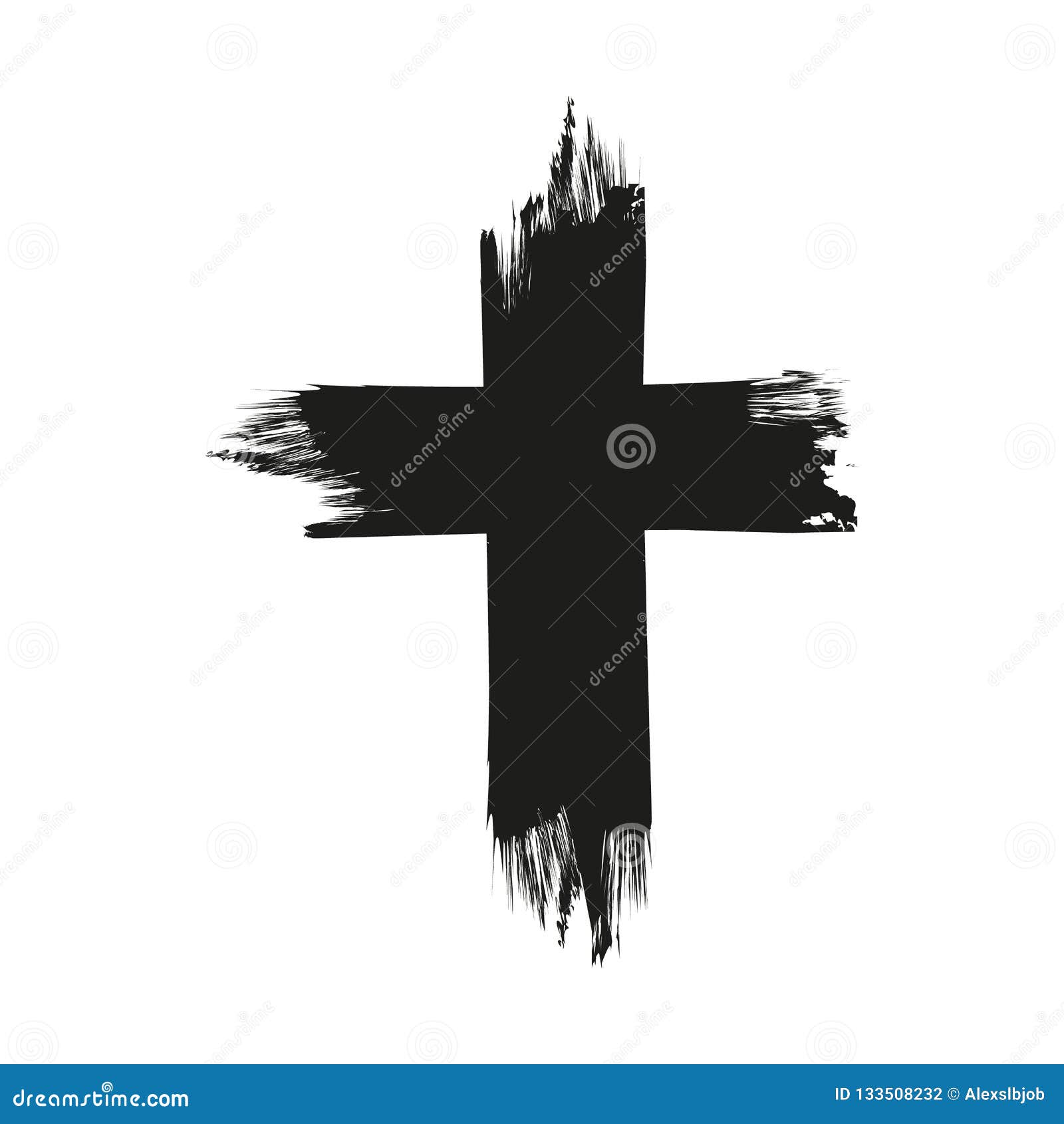 Handdrawn Christian Cross Symbol, Hand Painted with Ink Brush. Vector ...