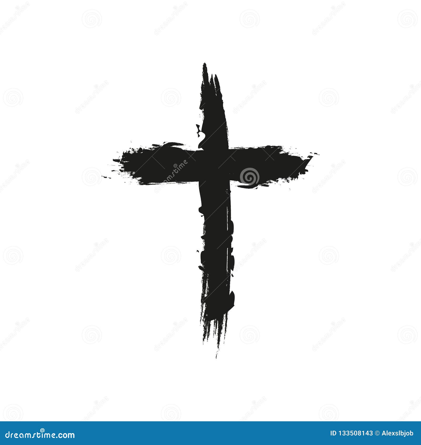 Handdrawn Christian Cross Symbol, Hand Painted with Ink Brush. Vector ...