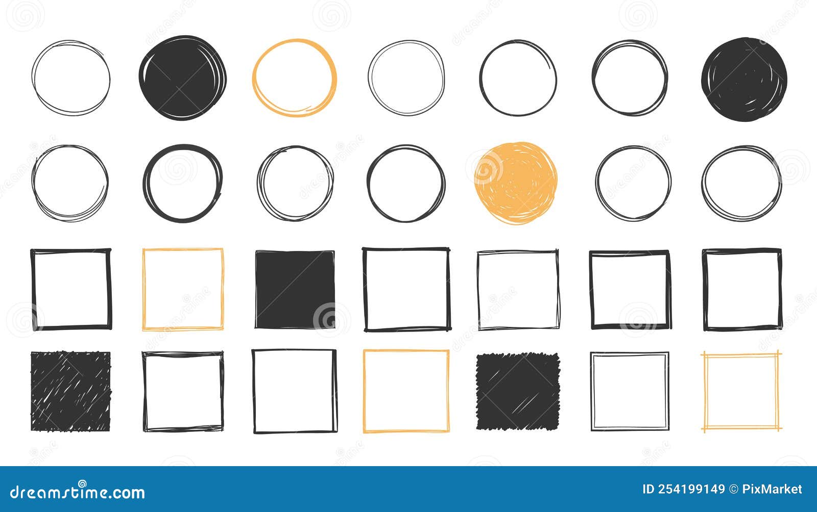 Handdrawn Circles and Squares Stock Vector Illustration of graphic