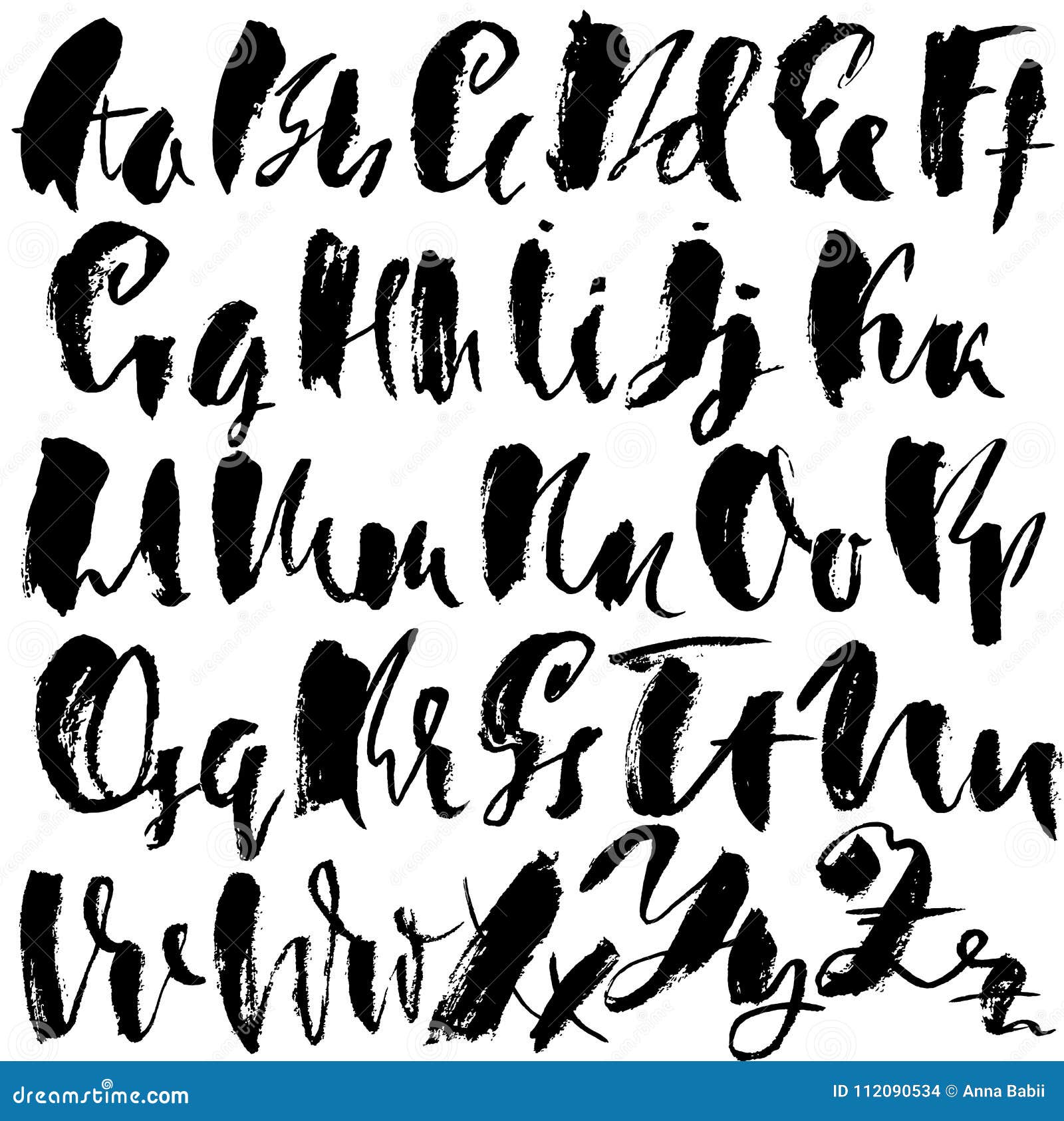 Handdrawn Dry Brush Font. Modern Brush Lettering. Grunge Style Alphabet ...