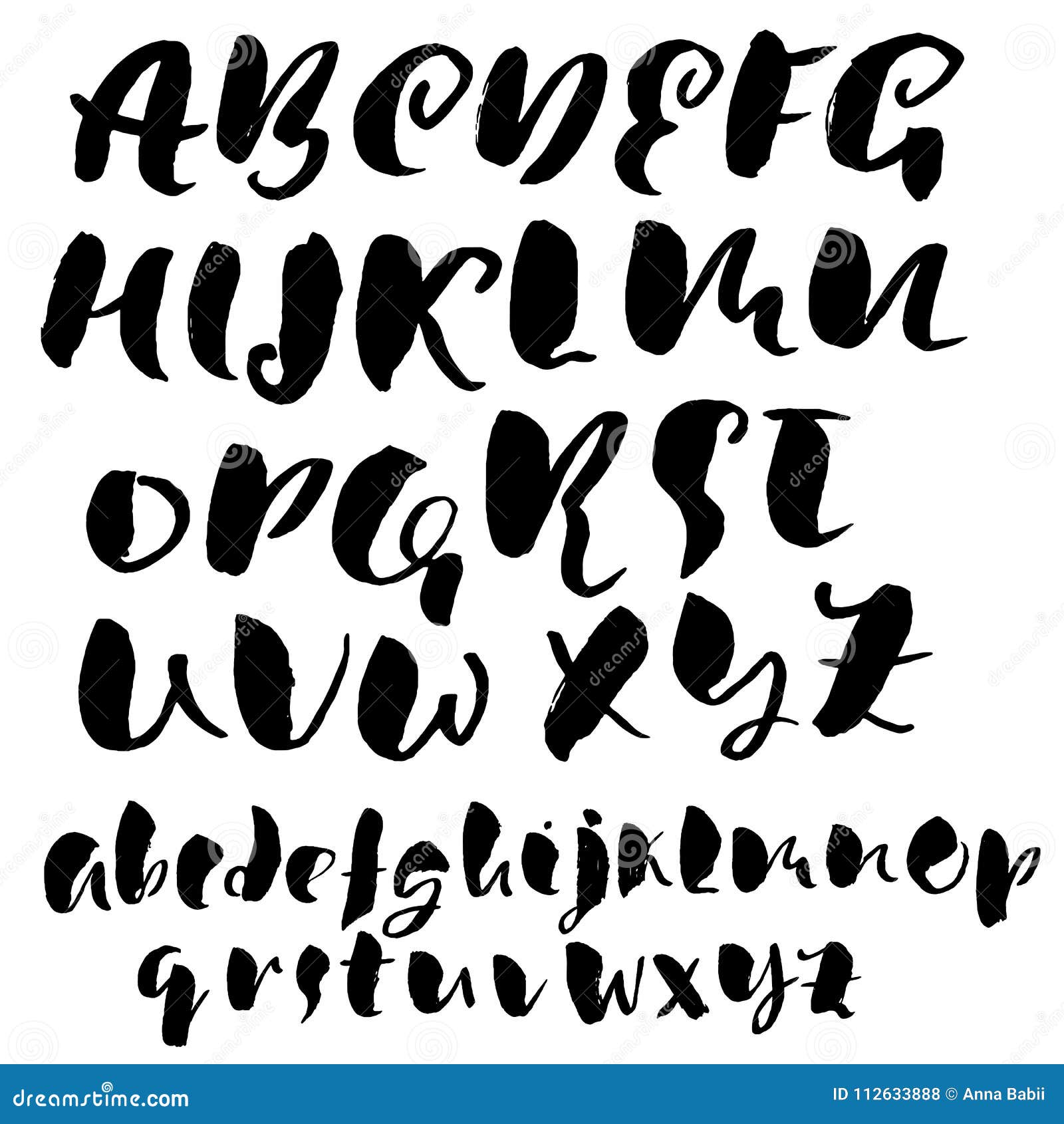 Handdrawn Dry Brush Font. Modern Brush Lettering. Grunge Style Alphabet ...