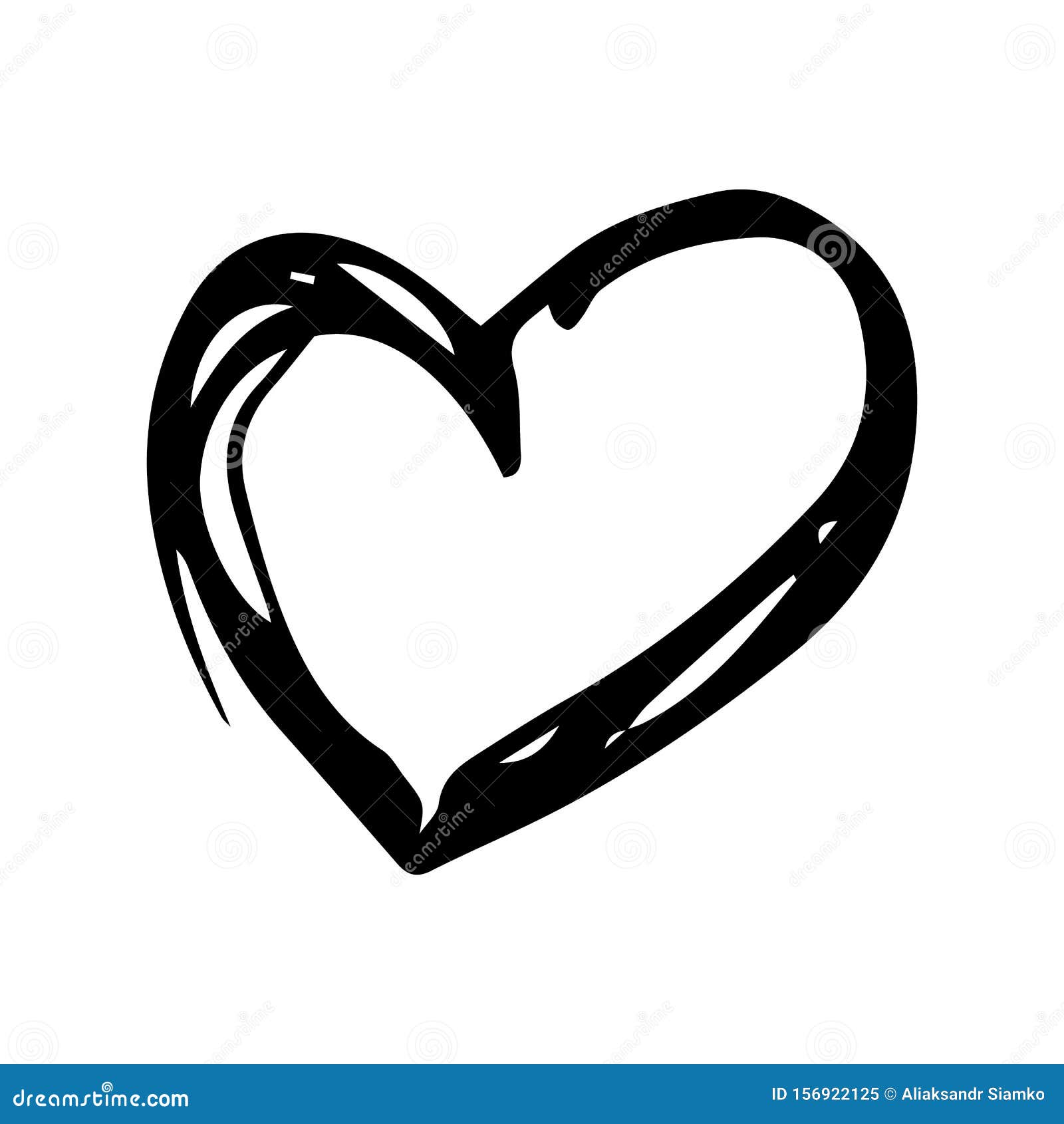 handdrawn heart doodle icon. hand drawn black sketch. sign . decoration . white background. . flat .