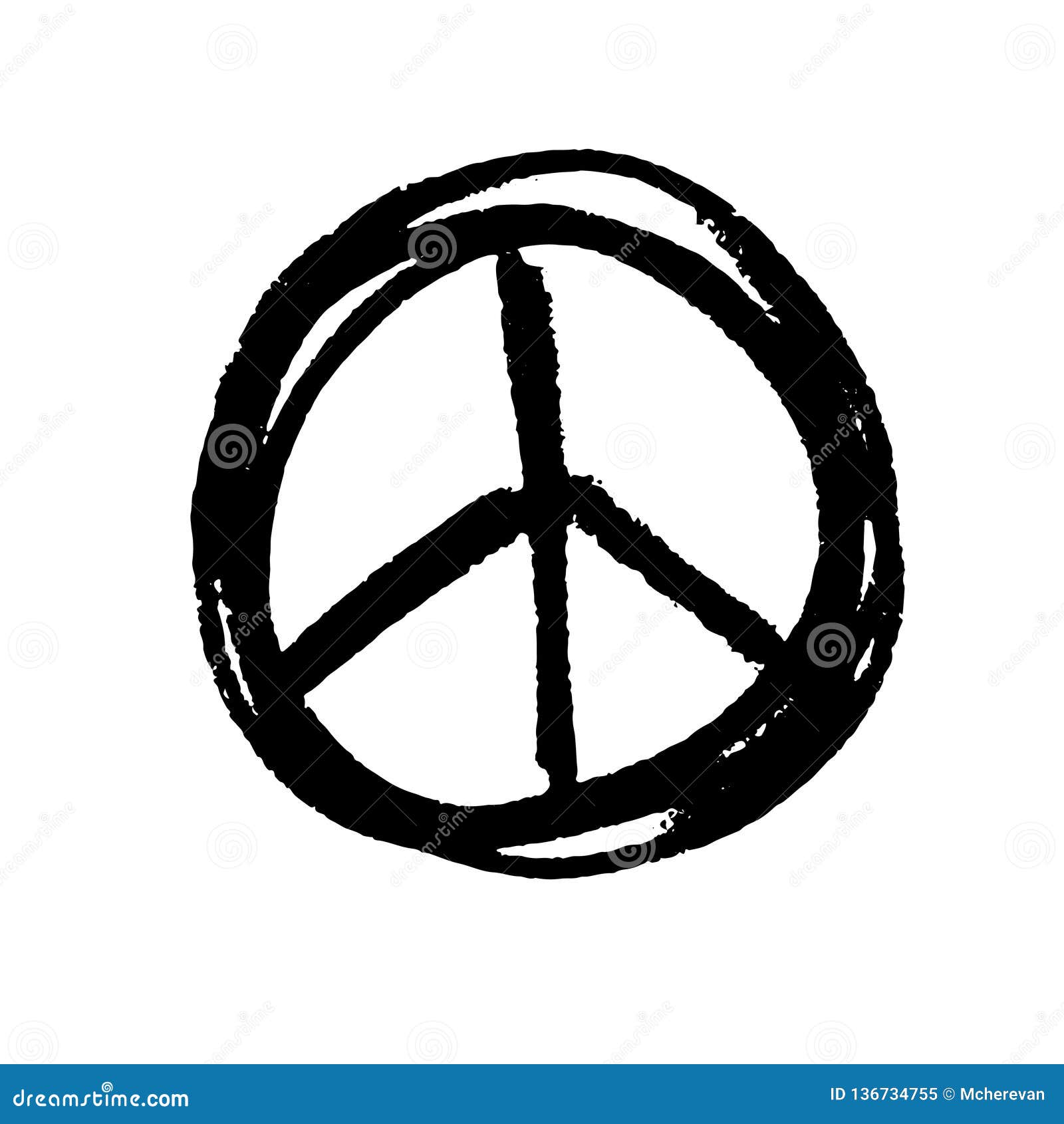 Handdrawn Pacifist Sign, Peace Symbol, Black Brush Paint. Hippie Grunge  Icon on a White Background Stock Illustration - Illustration of pacifism,  graffiti: 136734755