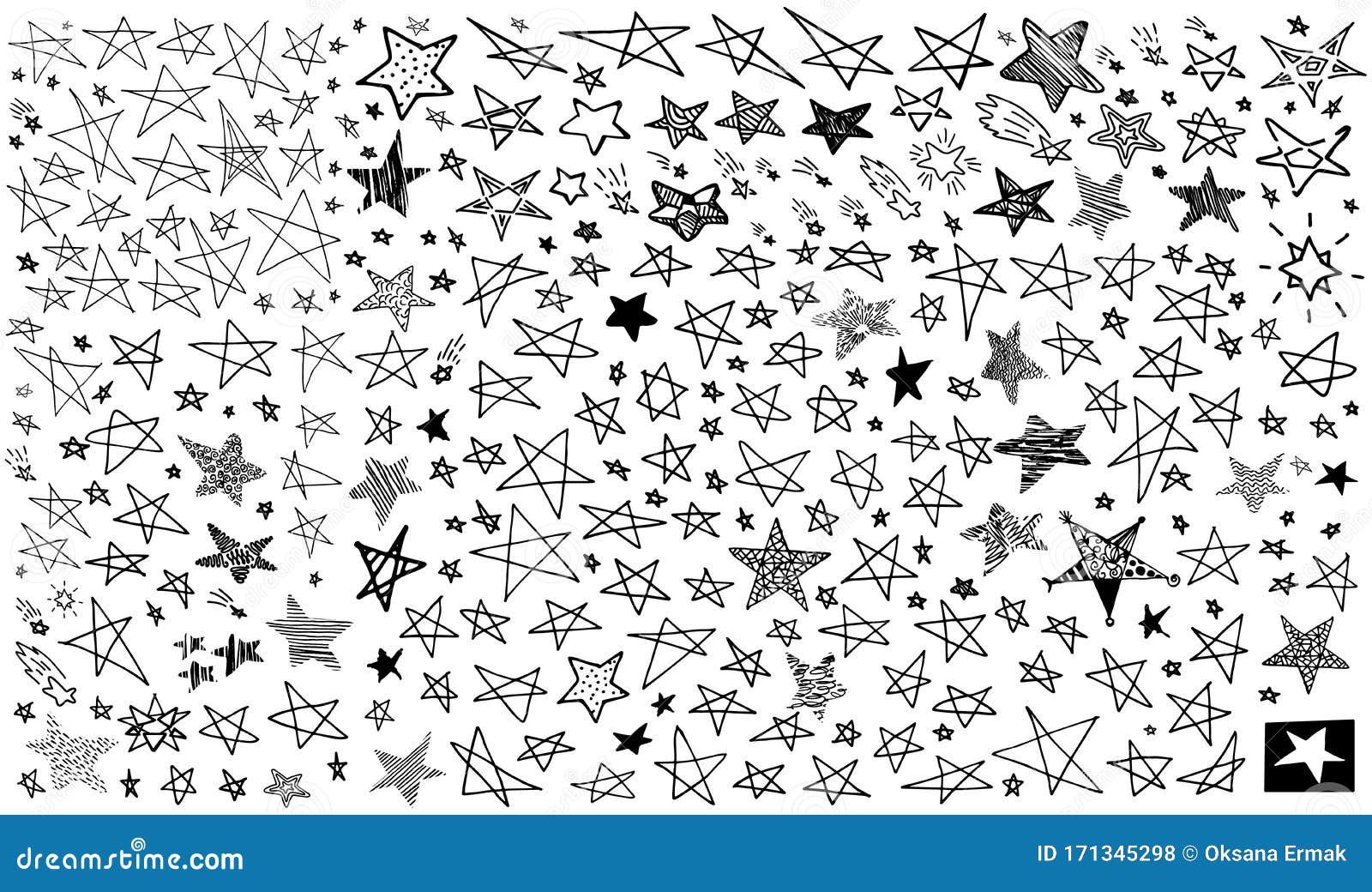 handdrawn star sketch collection, doodle stars s