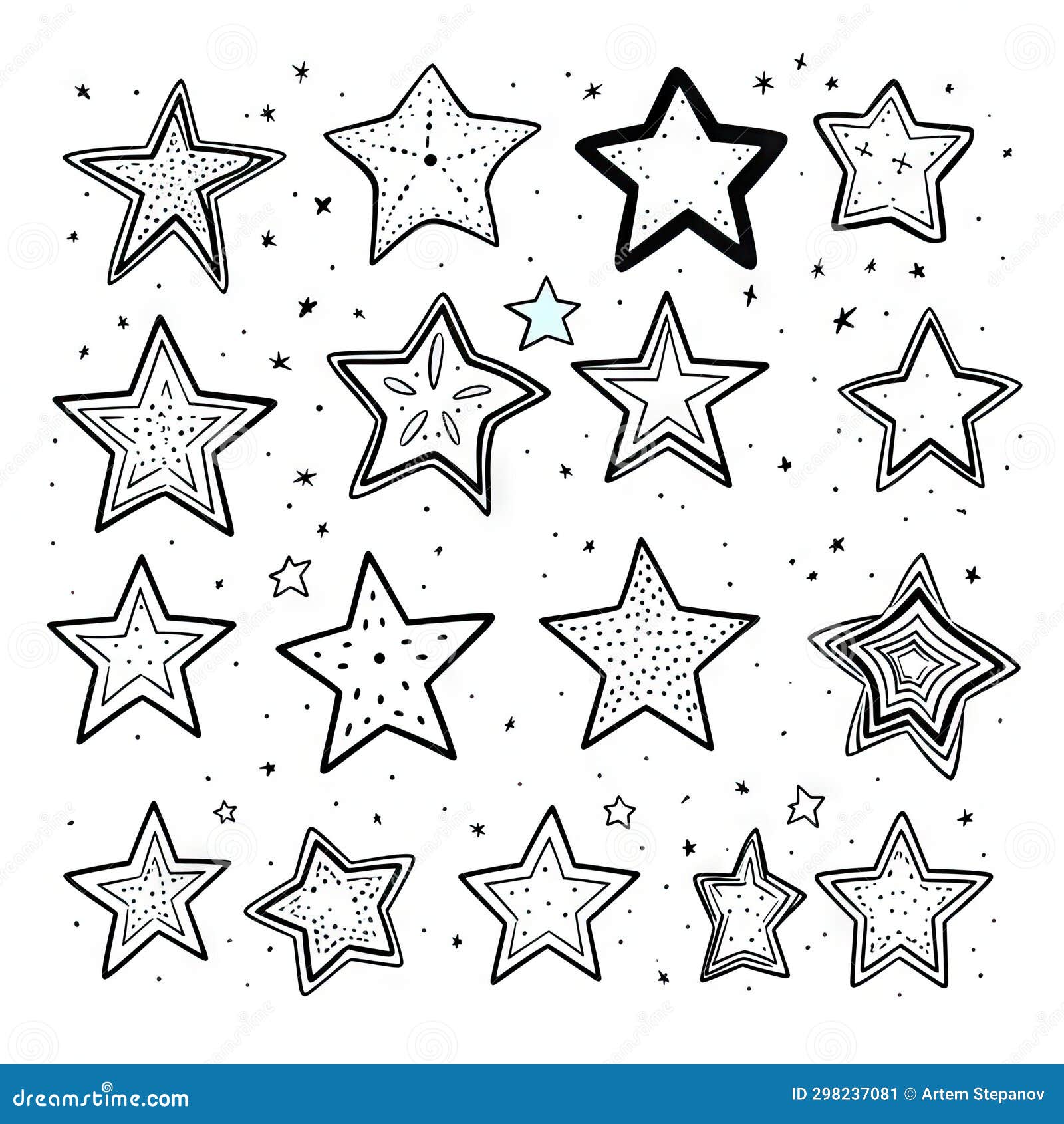 Handdrawn Star Sketch Collection Hand Drawn Pentagram Icons Isolated