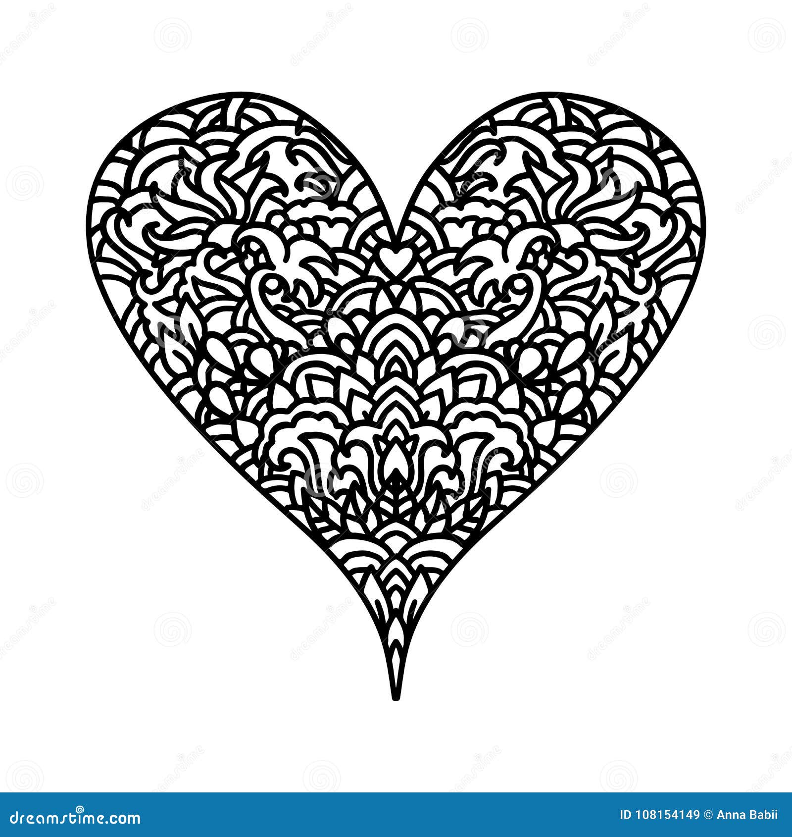 Download Handdrawn Zentangle Heart. Mandala Style Design For St ...