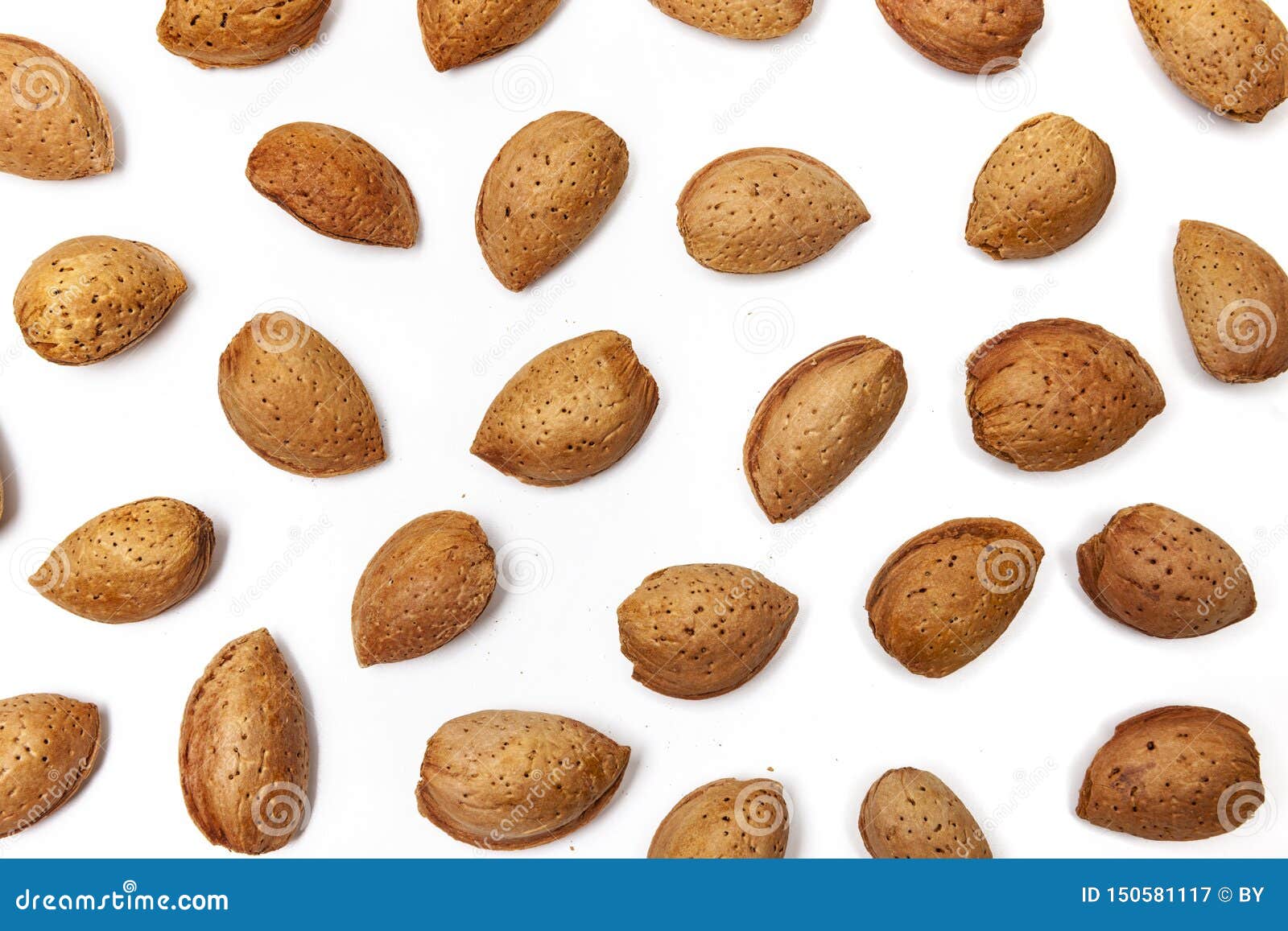 A Handful of Almonds Isolated Stock Image Image of group, almonds