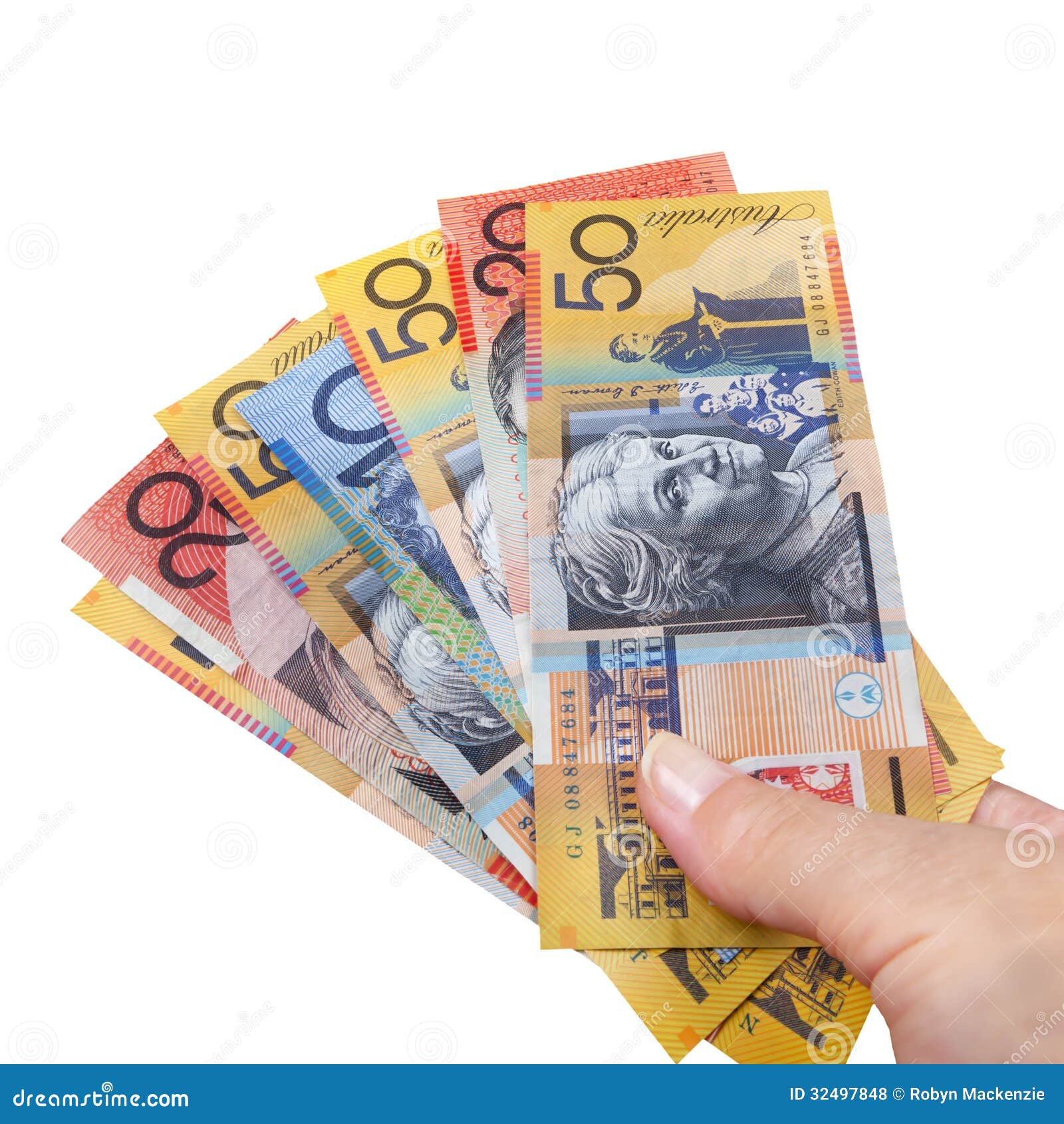 handful of australian money 