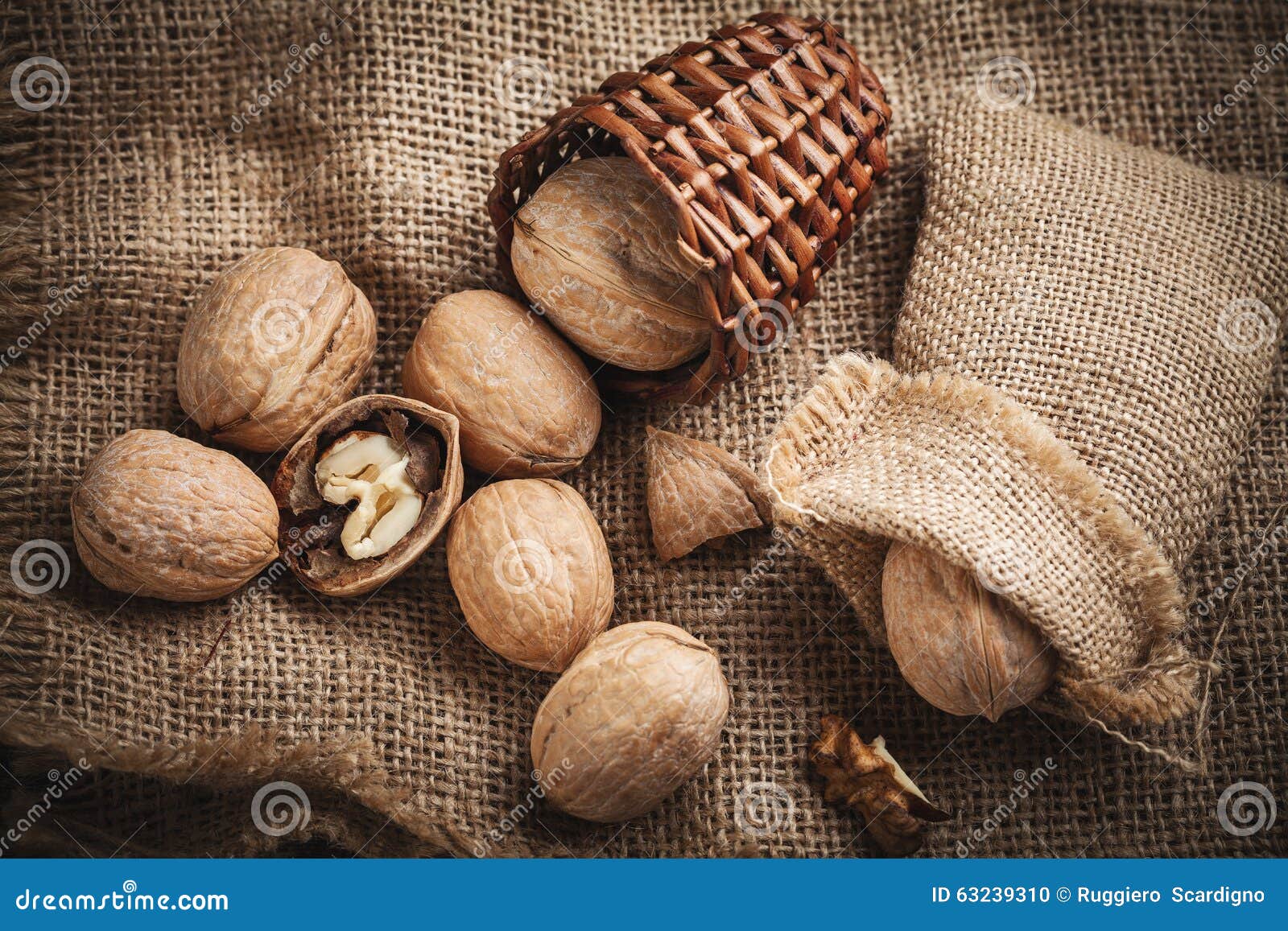 Handful of nuts stock photo. Image of burlap, organic 63239310