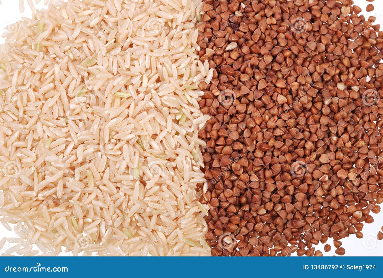 Handful of Rice and Buckwheat Grain Isolated Stock Photo Image of