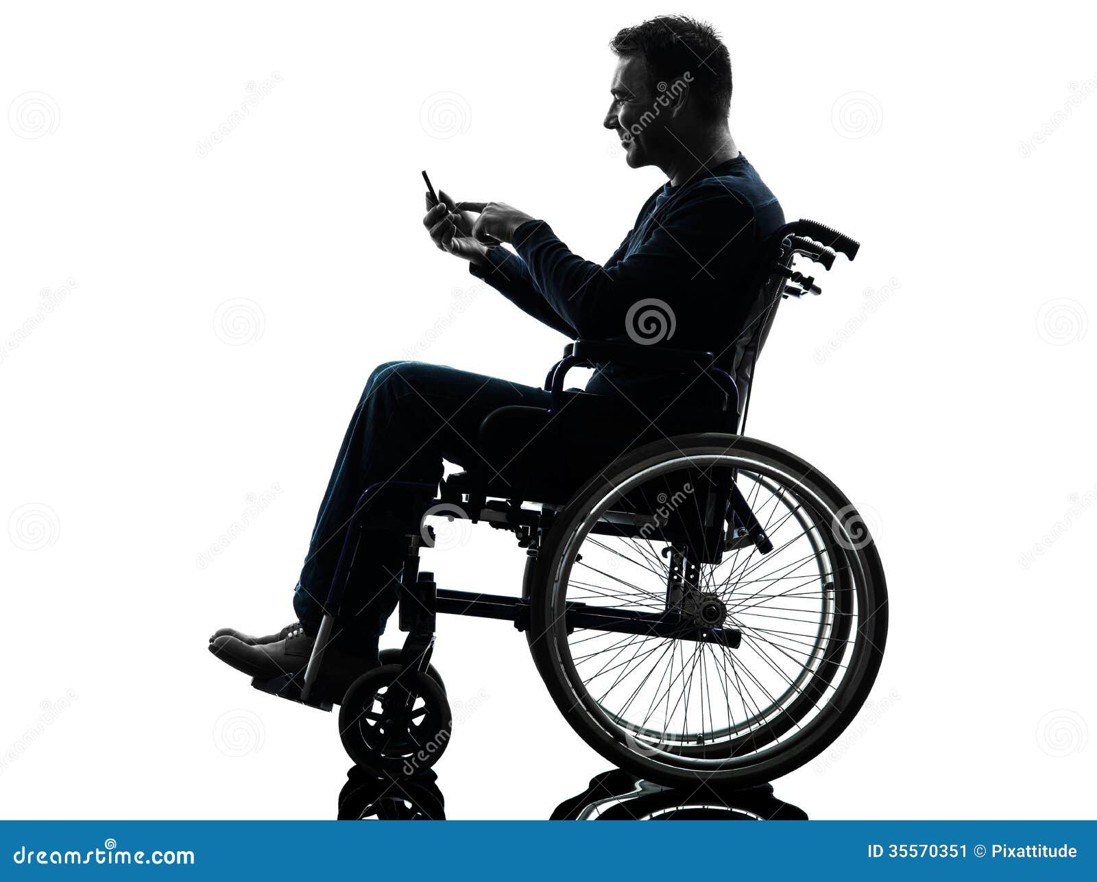 Handicapped Man in Wheelchair Silhouette Stock Image Image of phone