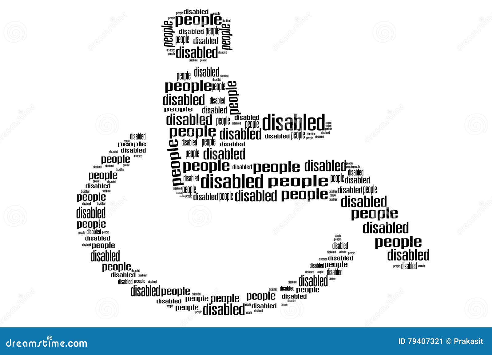 Handicapped in Wheelchair Word Shape Stock Illustration Illustration