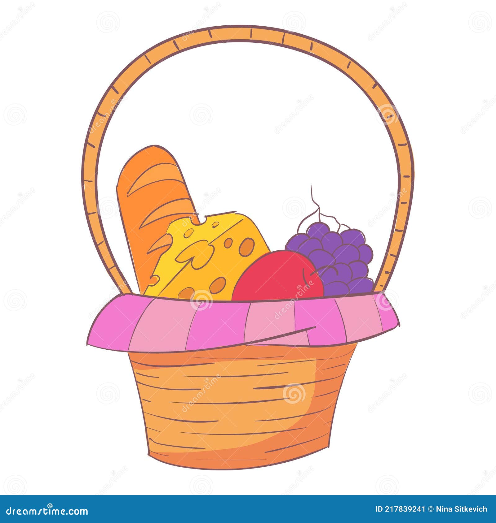 Handle Picnic Hamper Icon, Cartoon and Flat Style Stock Vector