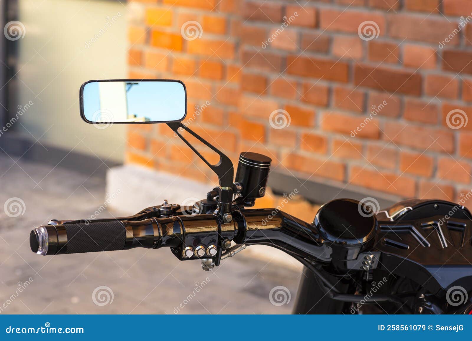 The Handle of the Steering Wheel of a Modern Motorcycle. Stock Image