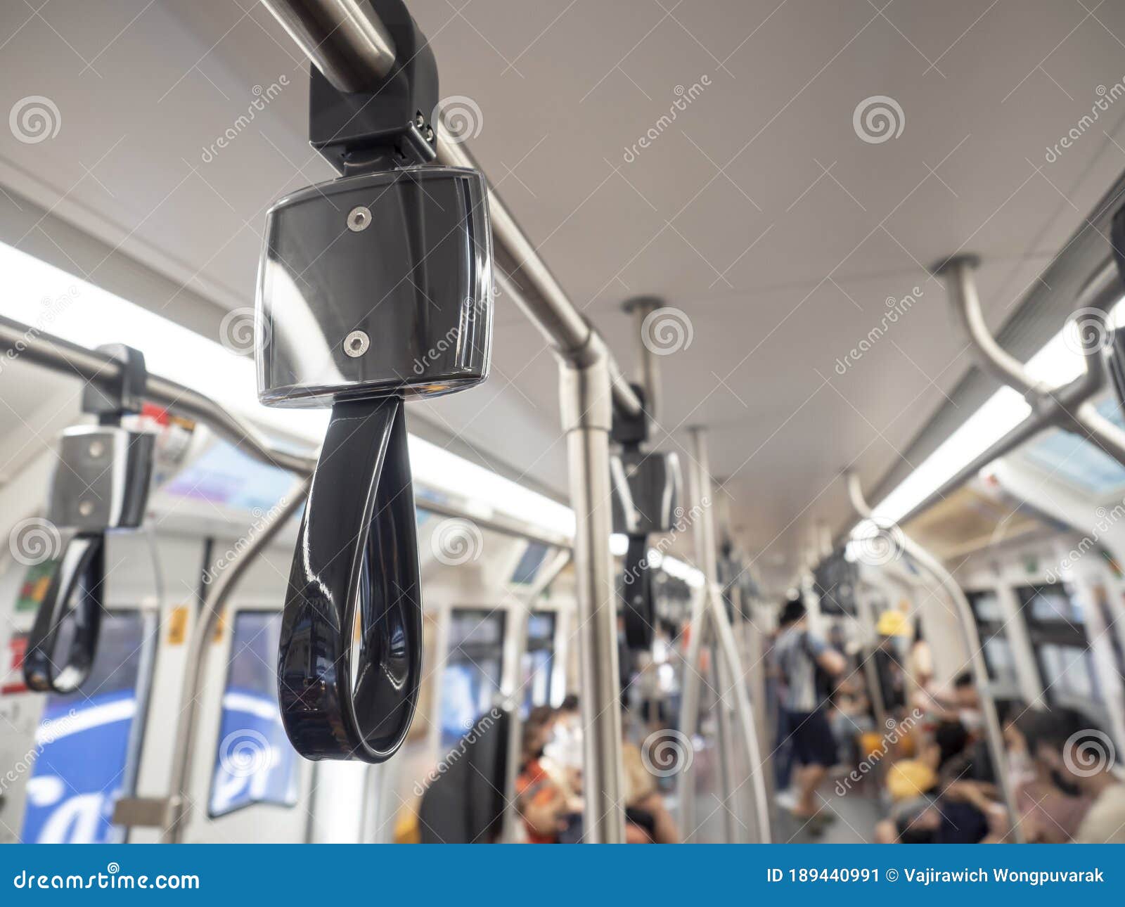 Handle Strap Loop on Train with Advertising Space. Stock Image - Image of  advertising, hang: 189440991