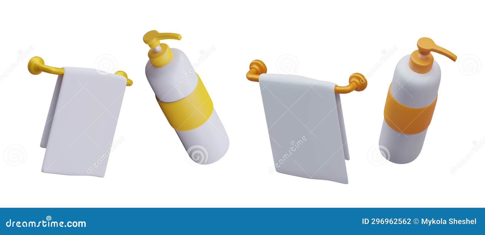 Handle Towel and Bottle with Shampoo in Different Positions Stock Illustration Illustration of