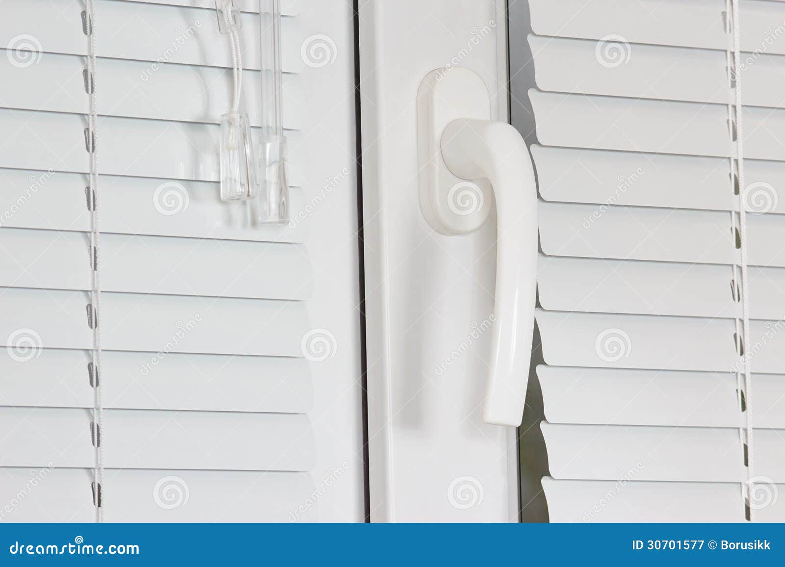 Handle White Plastic Office Windows with Shutters Stock Image Image