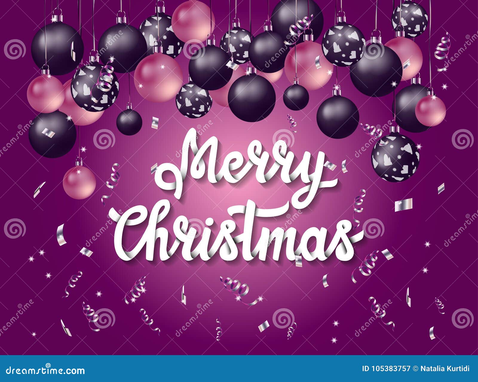 handlettering merry christmas with purple background