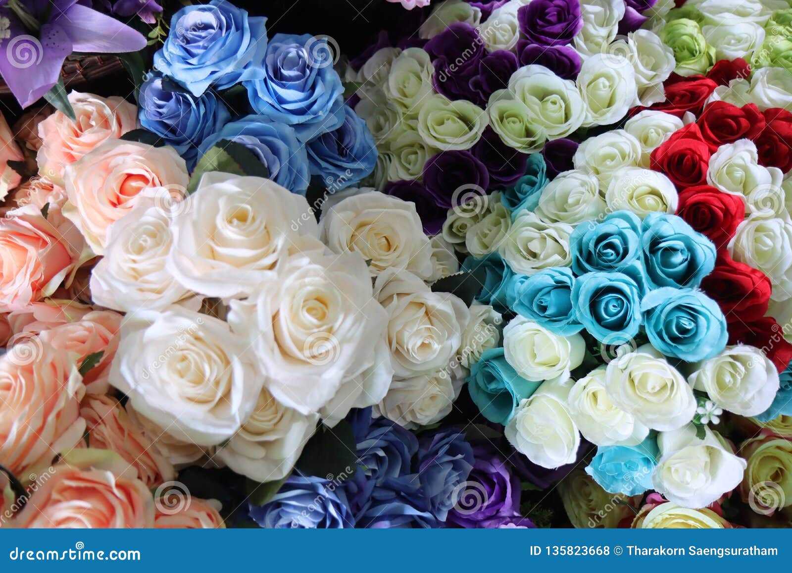 Handmade Artificial Flowers Arrayed Colors Beautiful Stock Photo