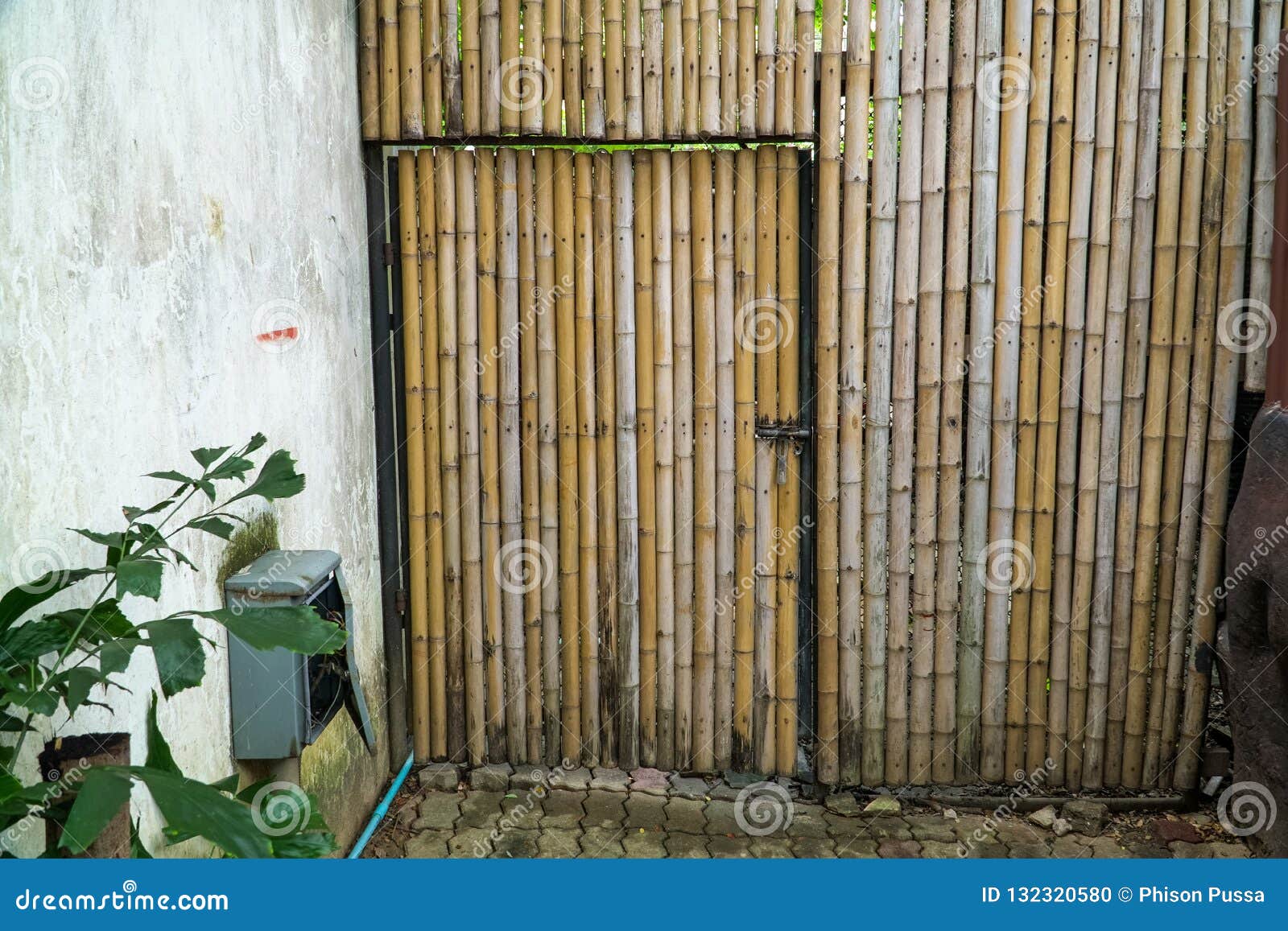 A Handmade Bamboo Door on Bamboo Wall Stock Photo - Image of plant