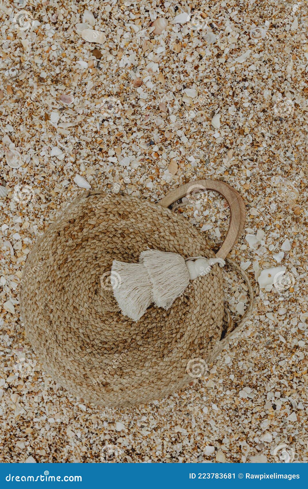 Handmade Beach Bag Left in the Sand Stock Image Image of tropical