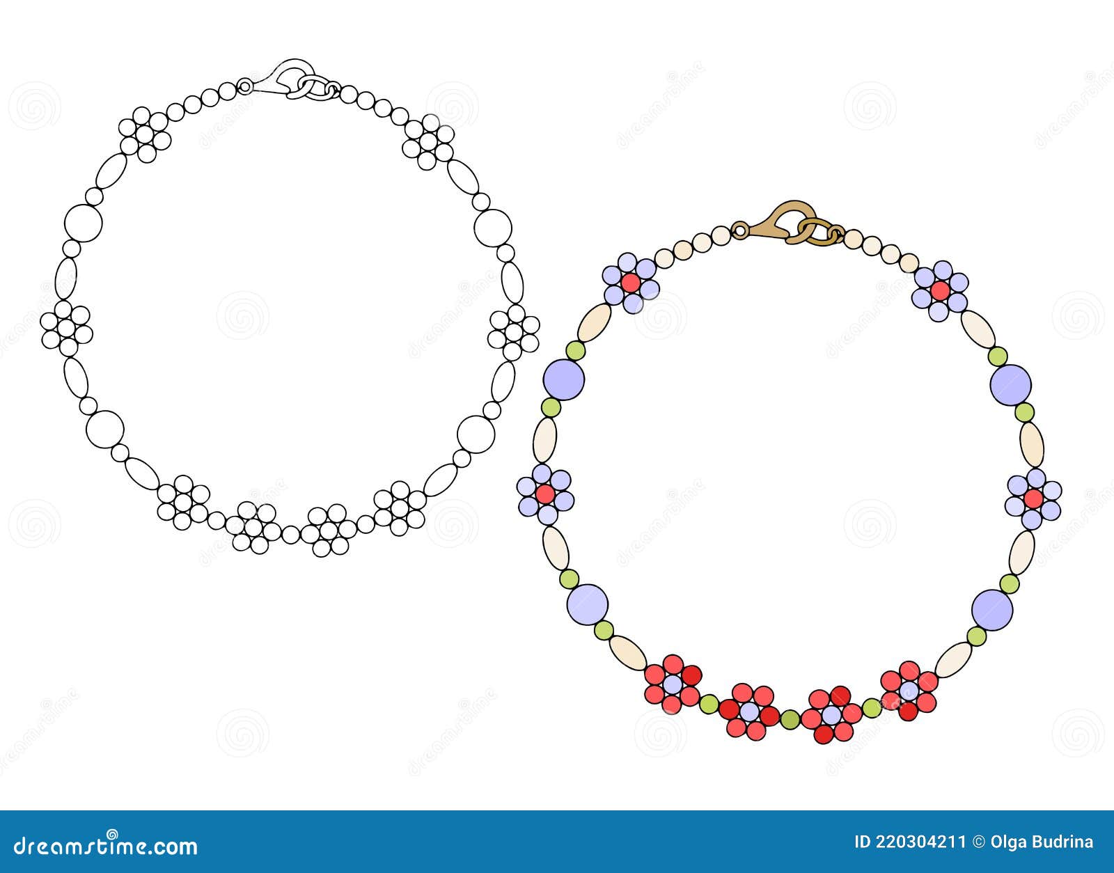 Handmade Bracelet Made of Multicolored Beads. Beading Stock Vector