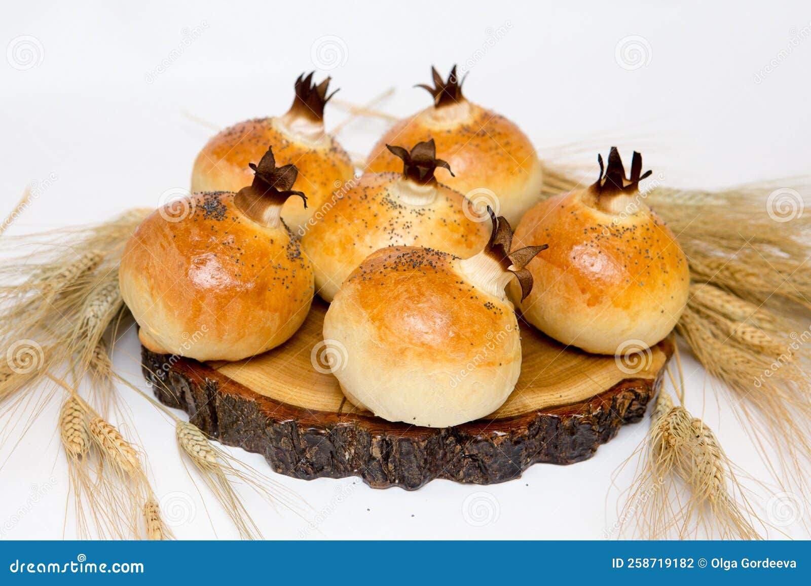 Handmade Bread with Onions, Buns in the Form of Onions Stock Photo