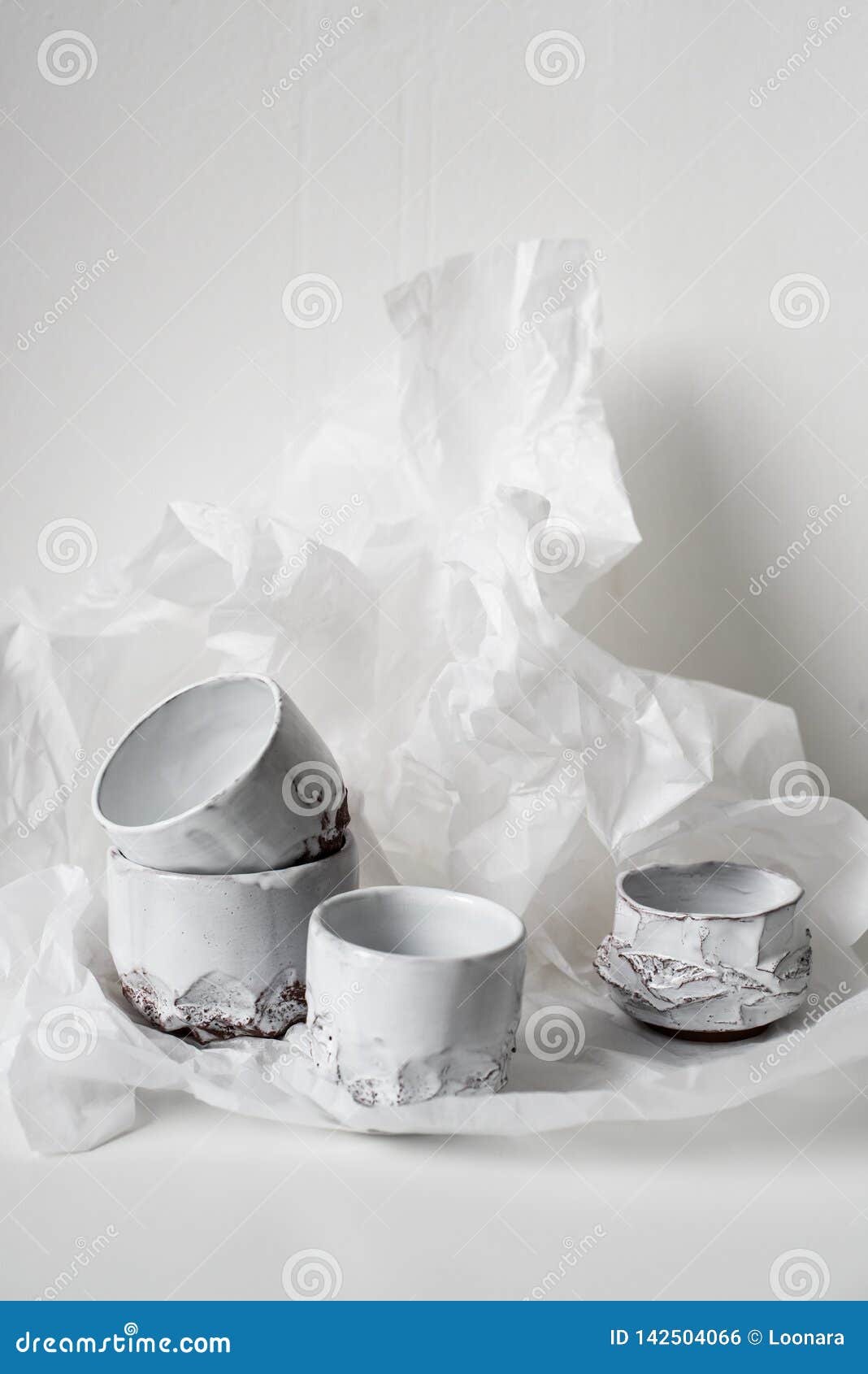 Handmade Ceramic Vase on Dented White Paper Stock Photo Image of