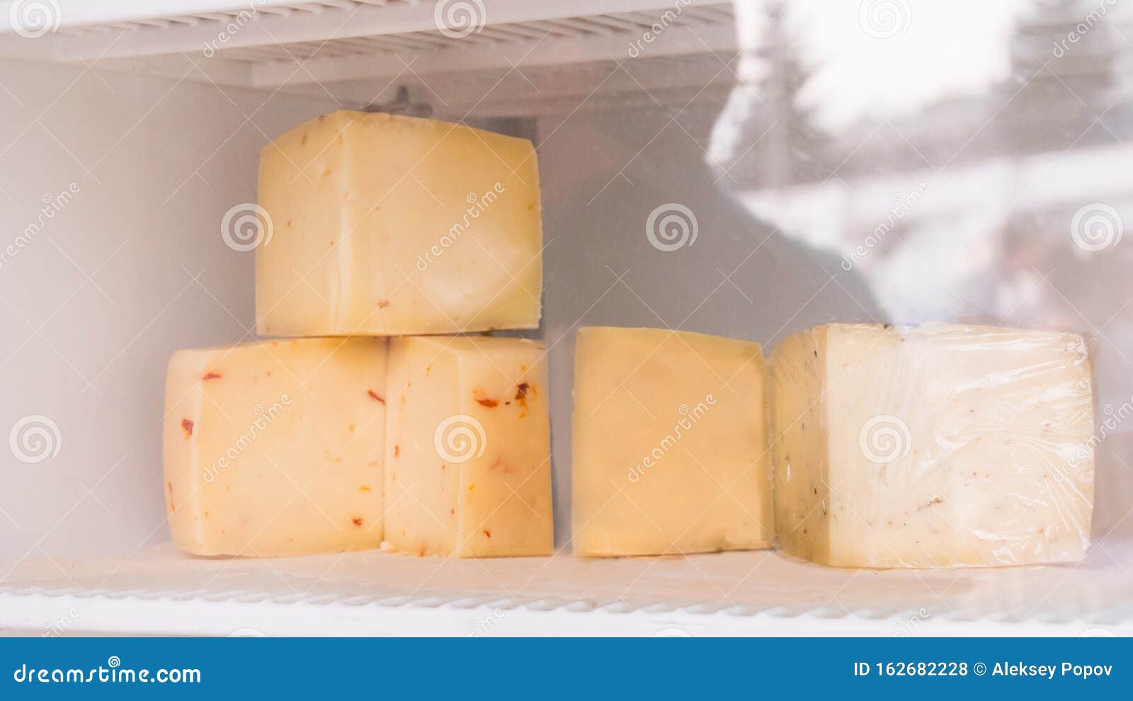 Handmade Cheeses in Refrigerator Stock Photo Image of parmesan