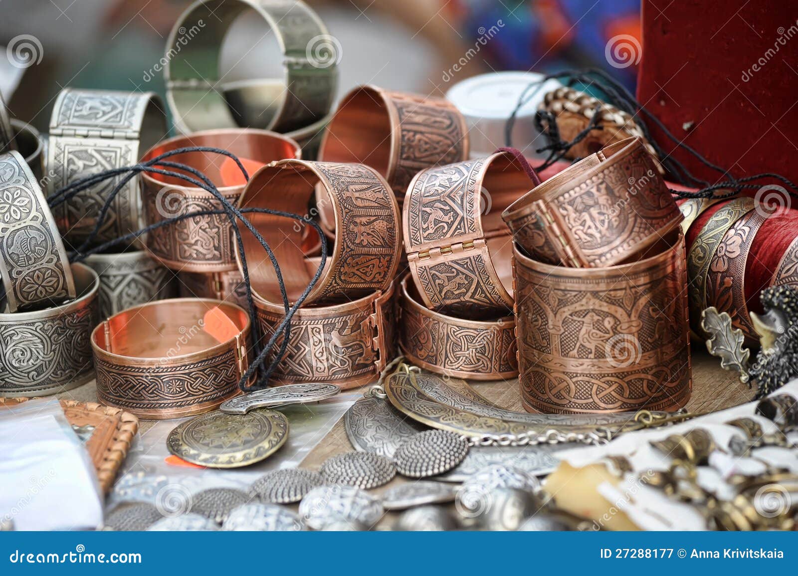 Handmade copper bracelets stock image. Image of decorated 27288177