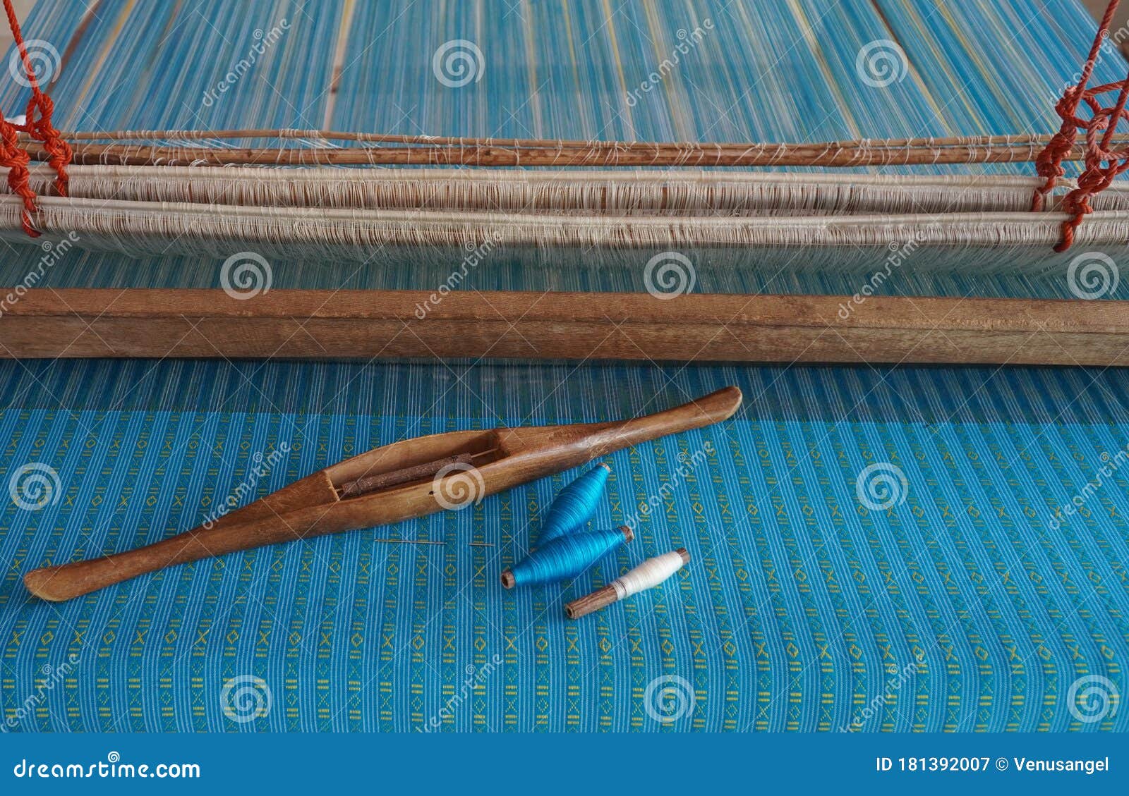Handmade Cotton Weaving Loom with Textile Pattern Stock Image Image