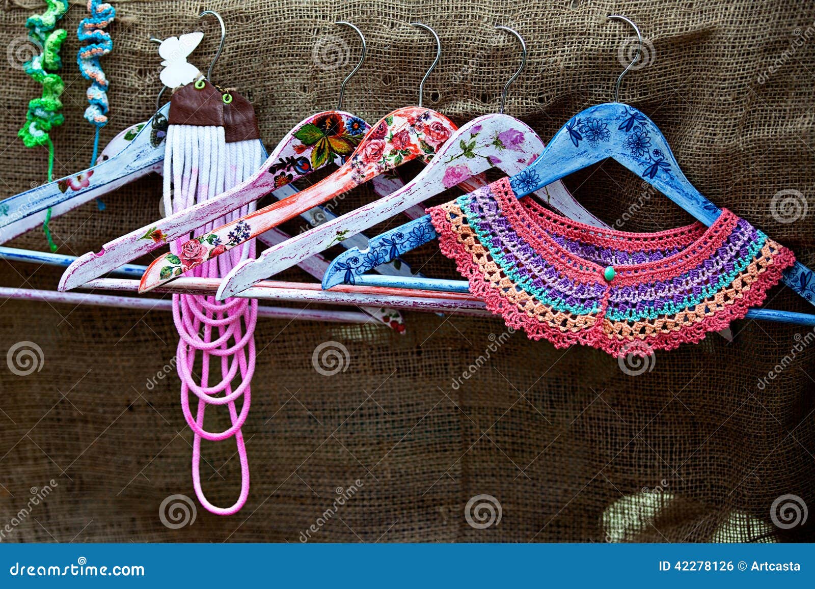 Handmade decorated hangers stock photo. Image of romantic 42278126