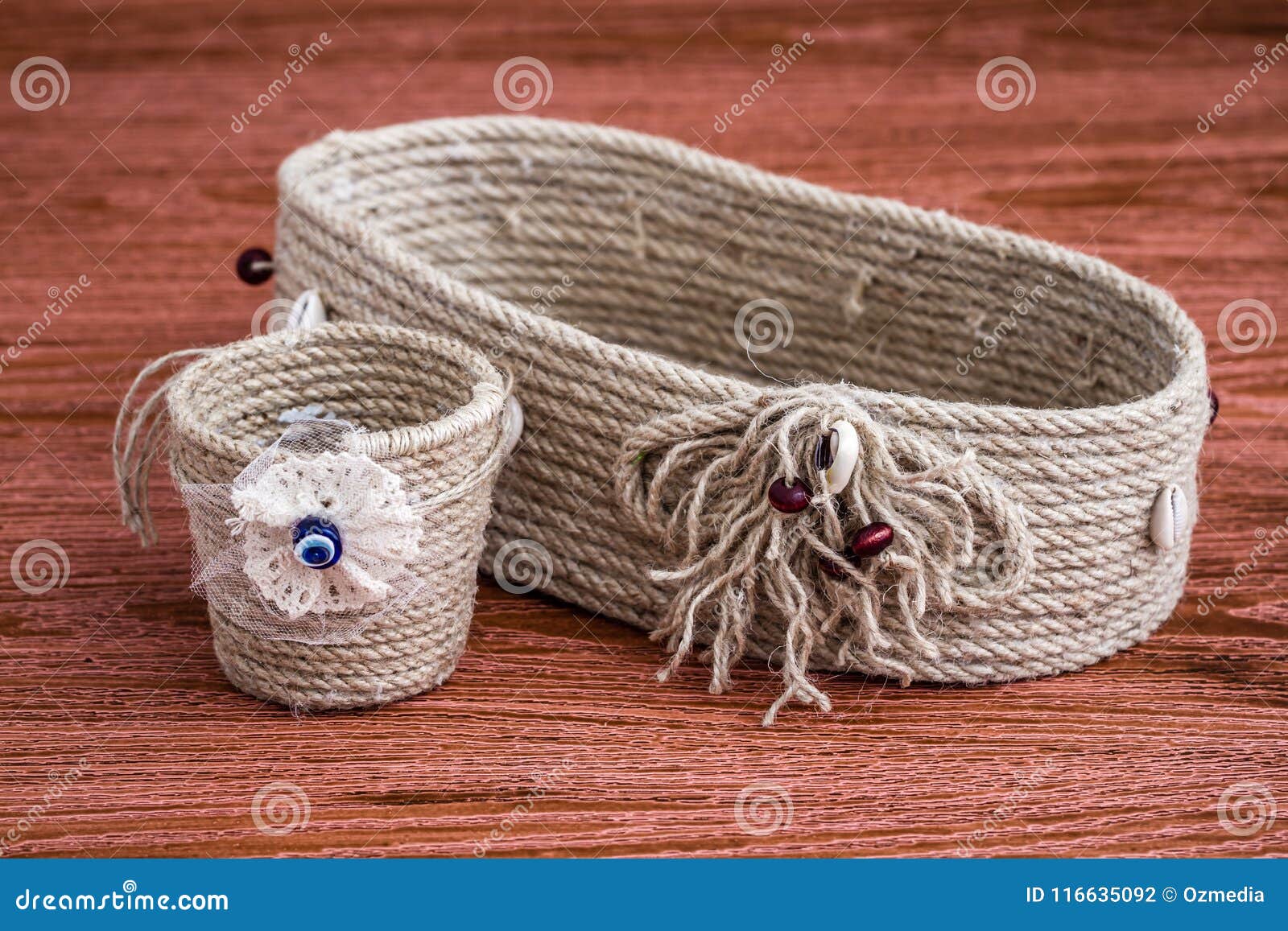 Handmade Dekoratif Basket Made of Thick Jute Rope Stock Photo - Image of  handicraft, basket: 116635092