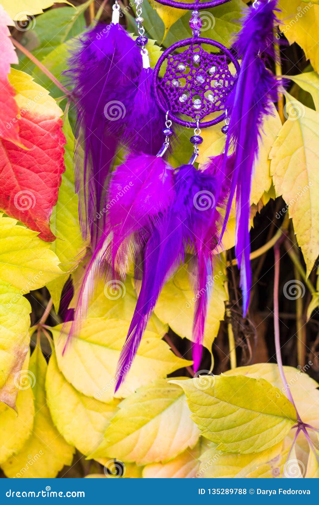 Handmade Dream Catcher with Feathers Threads and Beads Rope Hanging