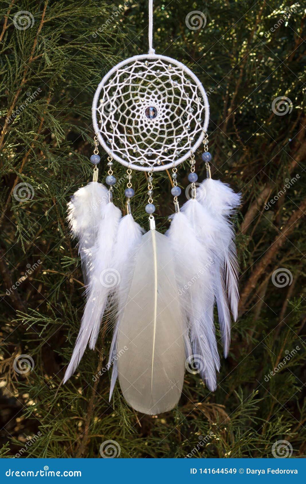 Handmade Dream Catcher with Feathers Threads and Beads Rope Hanging