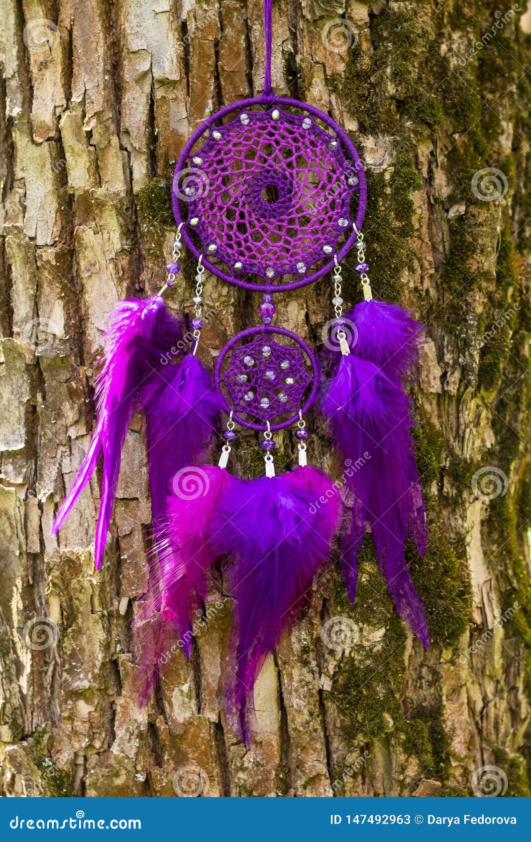 Handmade Dream Catcher with Feathers Threads and Beads Rope Hanging