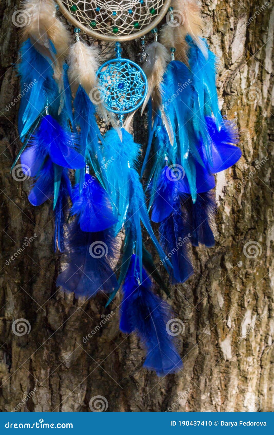 Handmade Dream Catcher with Feathers Threads and Beads Rope Hanging