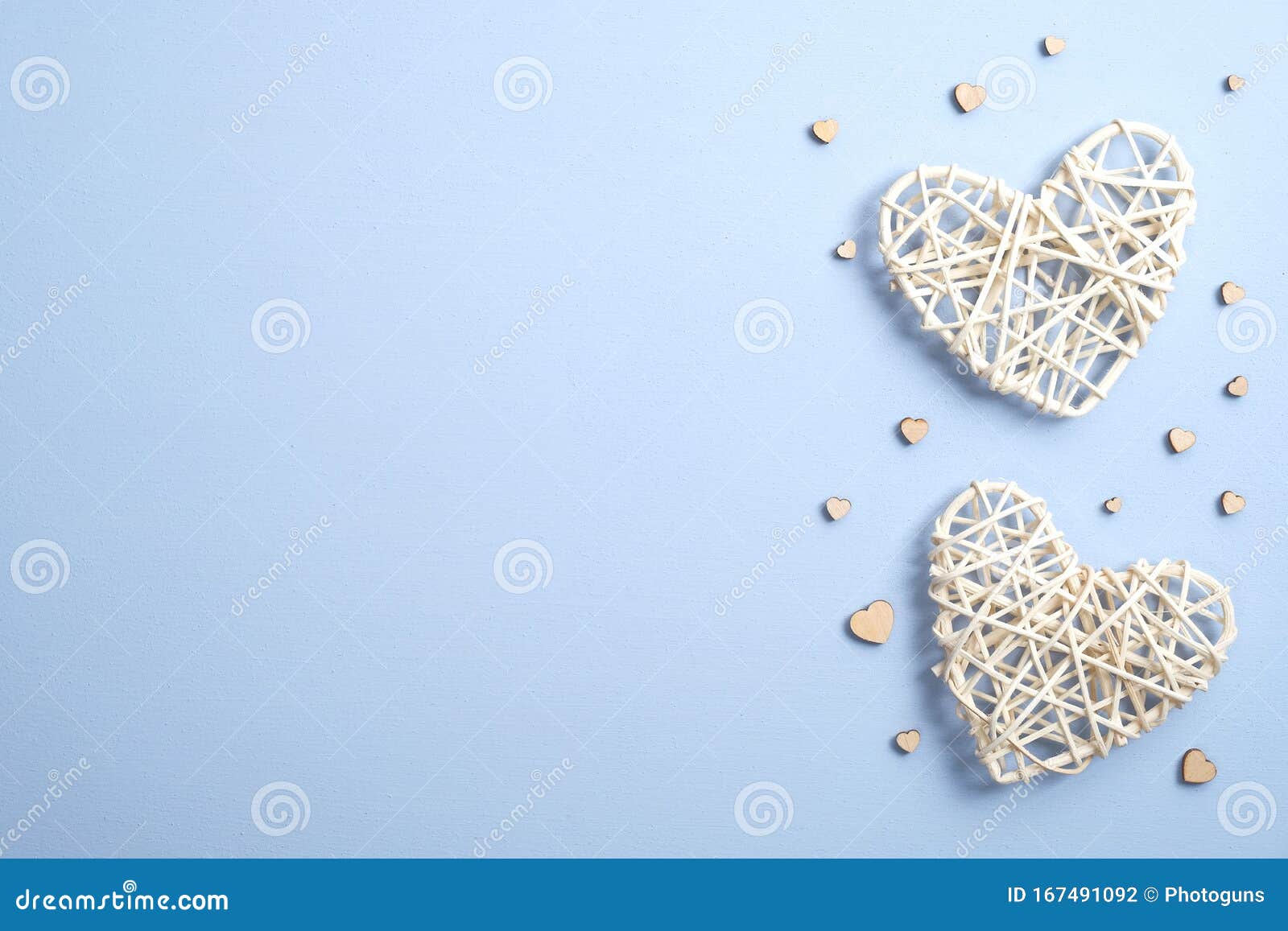 Download Handmade Hearts On Blue Background. Banner Or Greeting ...
