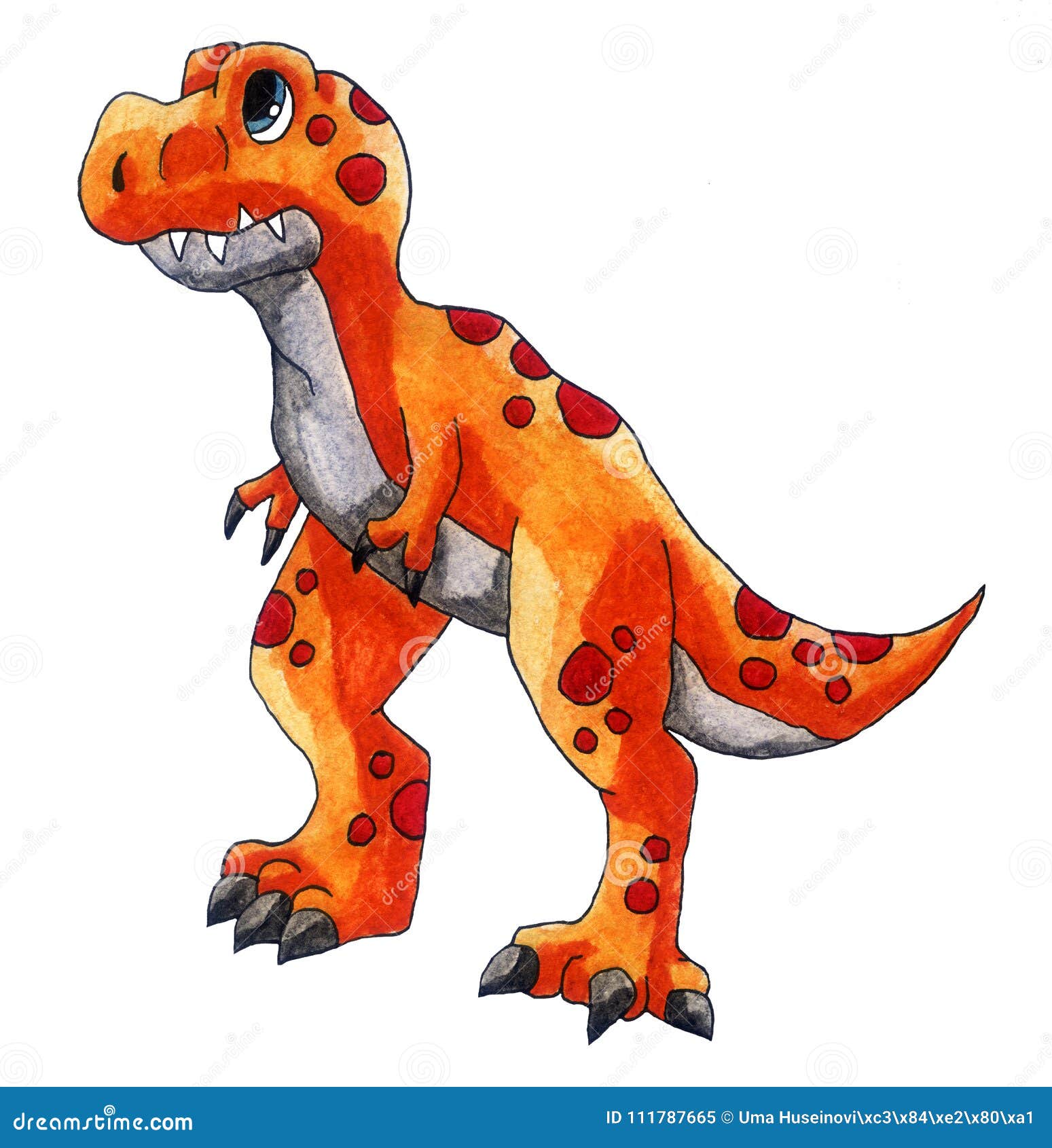 Adorable Orange T Rex stock illustration. Illustration of cartoon