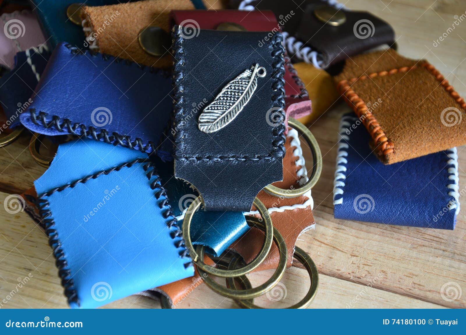 Handmade Key Ring Made from Leather Stock Photo - Image of doll, gift:  74180100