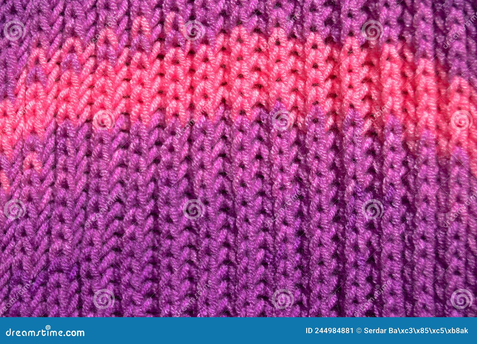 Handmade Knitted Fabric Purple and Pink Wool Background Texture Stock