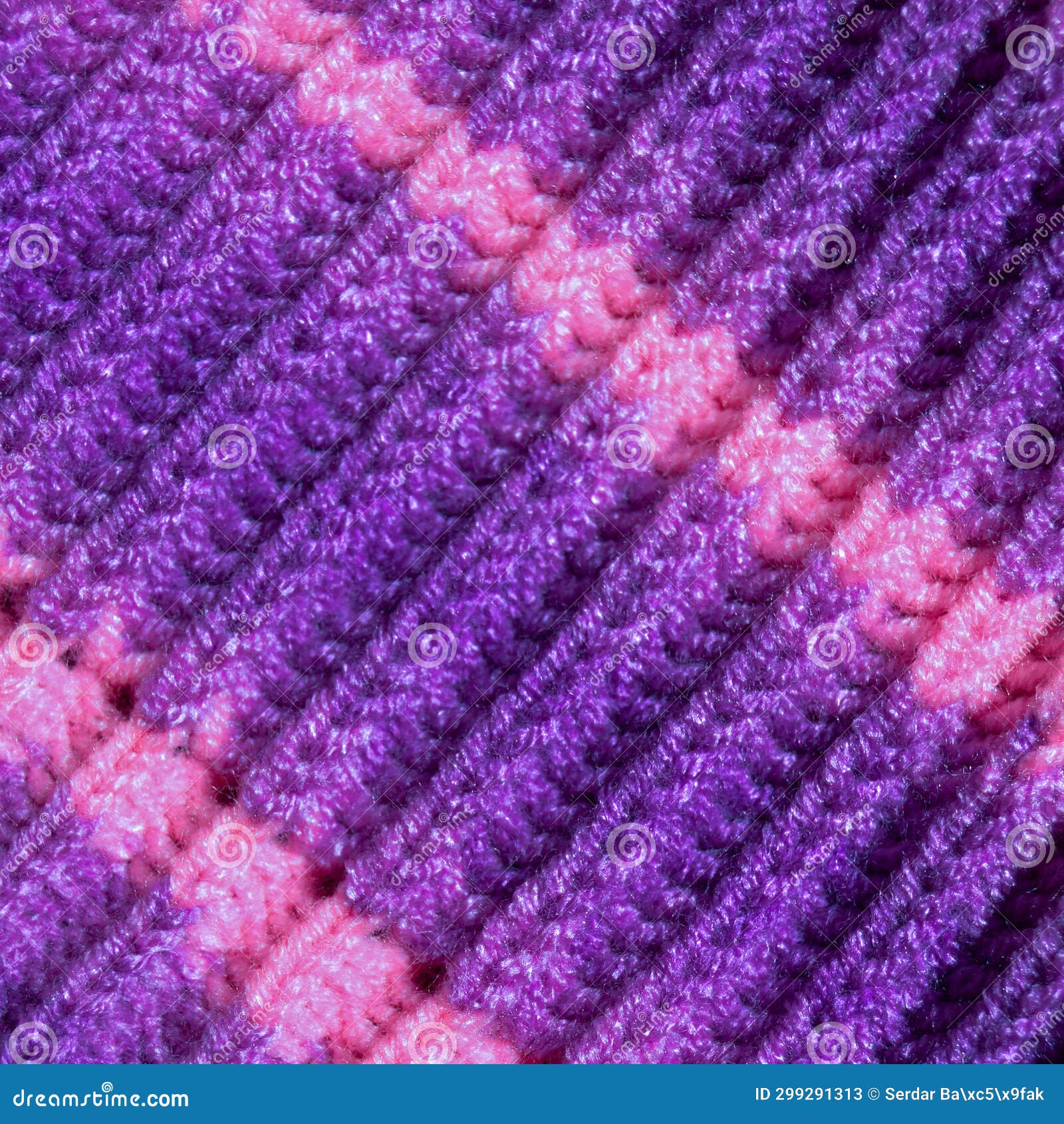 Handmade Knitted Fabric Purple and Pink Wool Background Texture Stock